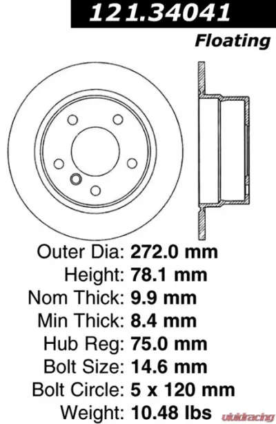 Centric C-Tek Standard Brake Rotor 121.34041 - 121.34041