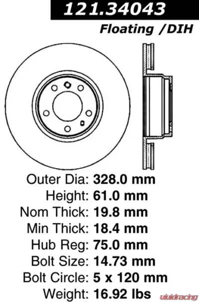 Centric C-Tek Standard Brake Rotor 121.34043 - 121.34043