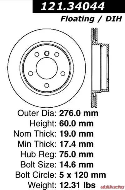 Centric C-Tek Standard Brake Rotor 121.34044 - 121.34044