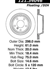 Centric C-Tek Standard Brake Rotor 121.34046                                     - 121.34046 - Image 4