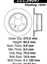 Centric C-Tek Standard Brake Rotor 121.34047                                     - 121.34047 - Image 4