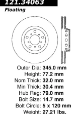 Centric C-Tek Standard Brake Rotor 121.34063                                     - 121.34063 - Image 4