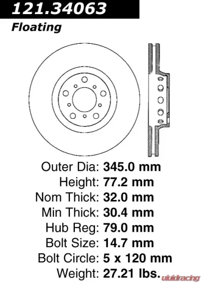 Centric C-Tek Standard Brake Rotor 121.34063 - 121.34063