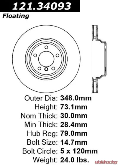Centric C-Tek Standard Brake Rotor 121.34093 - 121.34093