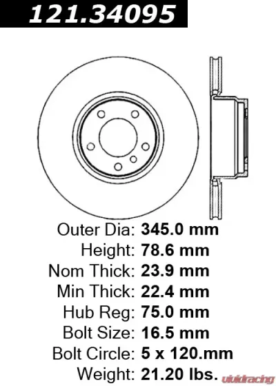 Centric C-Tek Standard Brake Rotor 121.34095 - 121.34095