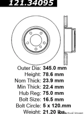 Centric C-Tek Standard Brake Rotor 121.34095                                     - 121.34095 - Image 2