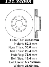 Centric C-Tek Standard Brake Rotor 121.34098                                     - 121.34098 - Image 4