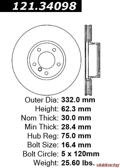 Centric C-Tek Standard Brake Rotor 121.34098 - 121.34098