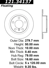 Centric C-Tek Standard Brake Rotor 121.34137                                     - 121.34137 - Image 4