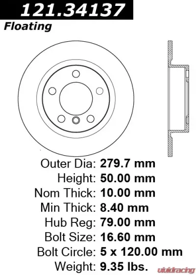 Centric C-Tek Standard Brake Rotor 121.34137 - 121.34137