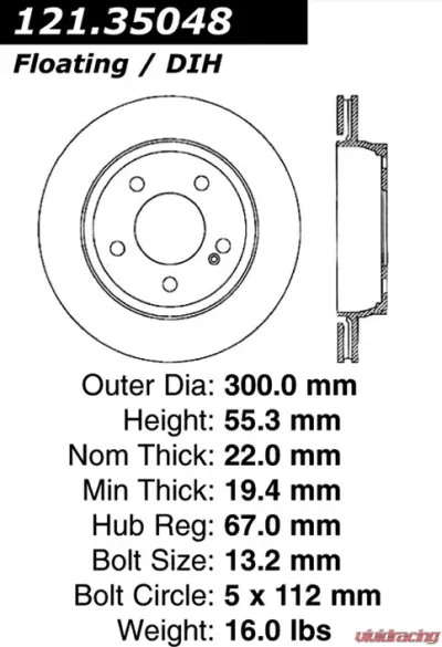 Centric C-Tek Standard Brake Rotor 121.35048 - 121.35048