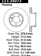 Centric C-Tek Standard Brake Rotor 121.35073                                     - 121.35073 - Image 2