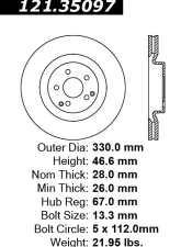 Centric C-Tek Standard Brake Rotor 121.35097                                     - 121.35097 - Image 4