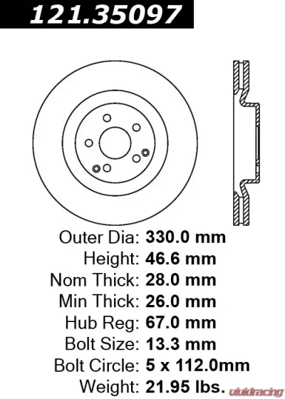 Centric C-Tek Standard Brake Rotor 121.35097 - 121.35097