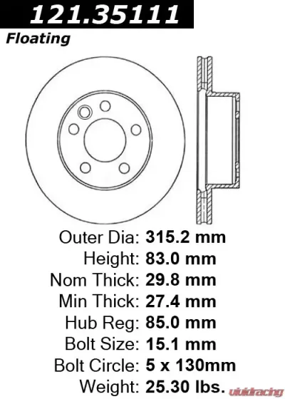 Centric C-Tek Standard Brake Rotor 121.35111 - 121.35111