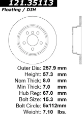 Centric C-Tek Standard Brake Rotor 121.35113                                     - 121.35113 - Image 4