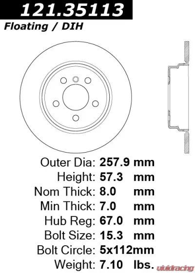 Centric C-Tek Standard Brake Rotor 121.35113 - 121.35113