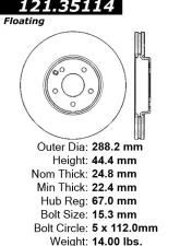 Centric C-Tek Standard Brake Rotor 121.35114                                     - 121.35114 - Image 4