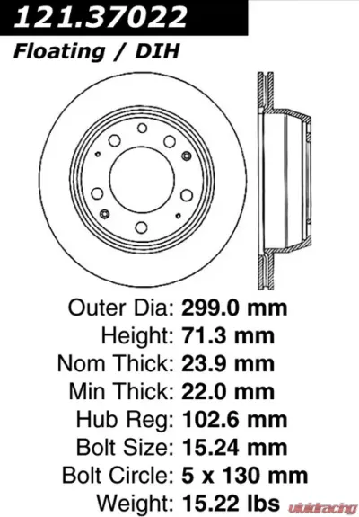 Centric C-Tek Standard Brake Rotor 121.37022 - 121.37022
