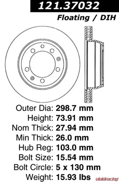 Centric C-Tek Standard Brake Rotor 121.37032 - 121.37032