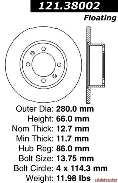 Centric C-Tek Standard Brake Rotor 121.38002 - 121.38002