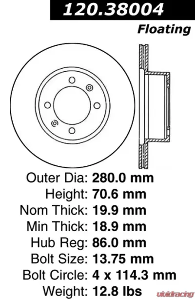 Centric C-Tek Standard Brake Rotor 121.38004 - 121.38004