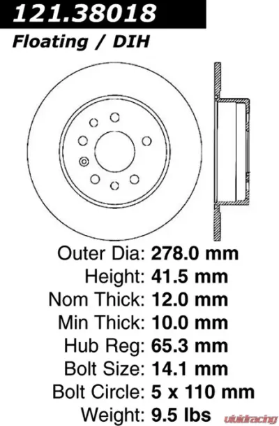 Centric C-Tek Standard Brake Rotor 121.38018 - 121.38018