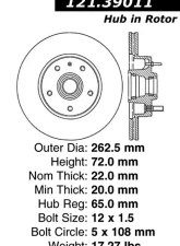 Centric C-Tek Standard Brake Rotor 121.39011                                     - 121.39011 - Image 4