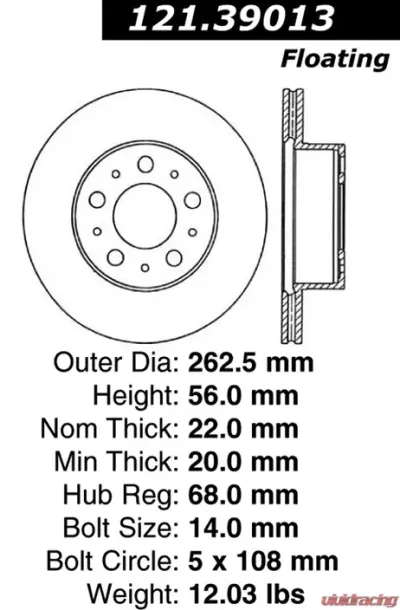 Centric C-Tek Standard Brake Rotor 121.39013 - 121.39013