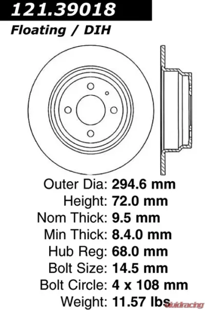Centric C-Tek Standard Brake Rotor 121.39018 - 121.39018