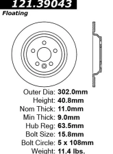 Centric C-Tek Standard Brake Rotor 121.39043                                     - 121.39043 - Image 4
