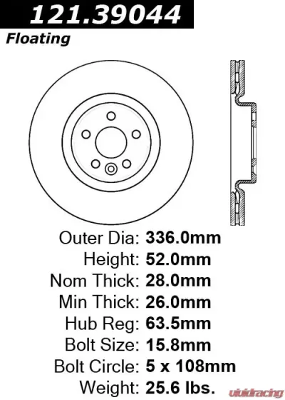 Centric C-Tek Standard Brake Rotor 121.39044 - 121.39044