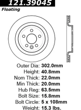 Centric C-Tek Standard Brake Rotor 121.39045                                     - 121.39045 - Image 4