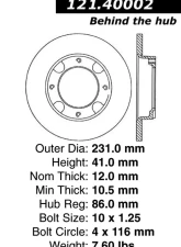 Centric C-Tek Standard Brake Rotor 121.40002                                     - 121.40002 - Image 2