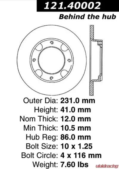 Centric C-Tek Standard Brake Rotor 121.40002 - 121.40002