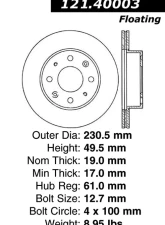 Centric C-Tek Standard Brake Rotor 121.40003                                     - 121.40003 - Image 4