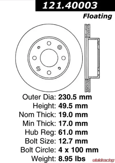 Centric C-Tek Standard Brake Rotor 121.40003 - 121.40003