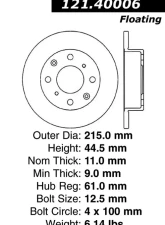 Centric C-Tek Standard Brake Rotor 121.40006                                     - 121.40006 - Image 4