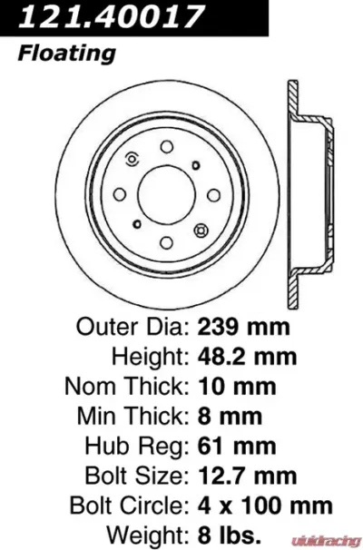 Centric C-Tek Standard Brake Rotor 121.40017 - 121.40017