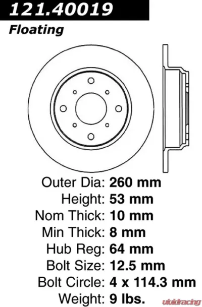 Centric C-Tek Standard Brake Rotor 121.40019 - 121.40019
