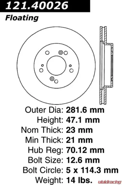 Centric C-Tek Standard Brake Rotor 121.40026 - 121.40026