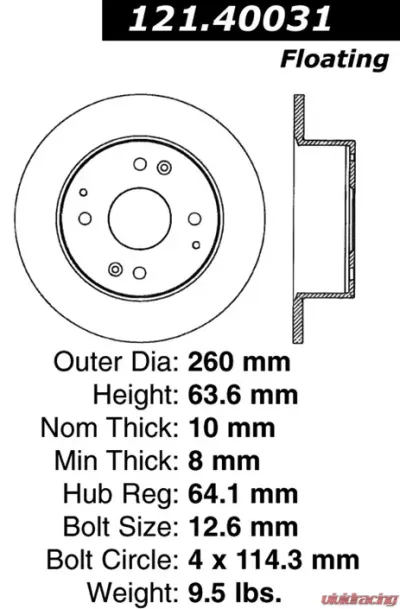 Centric C-Tek Standard Brake Rotor 121.40031 - 121.40031