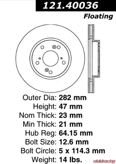Centric C-Tek Standard Brake Rotor 121.40036 - 121.40036