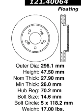 Centric C-Tek Standard Brake Rotor 121.40064                                     - 121.40064 - Image 4
