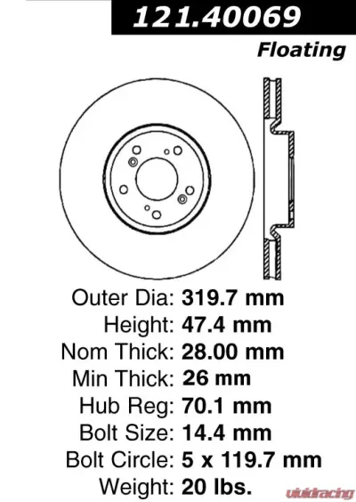 Centric C-Tek Standard Brake Rotor 121.40069 - 121.40069