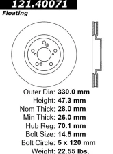 Centric C-Tek Standard Brake Rotor 121.40071                                     - 121.40071 - Image 4