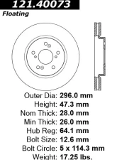 Centric C-Tek Standard Brake Rotor 121.40073                                     - 121.40073 - Image 4