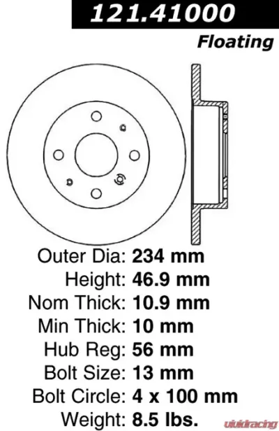 Centric C-Tek Standard Brake Rotor 121.41000 - 121.41000