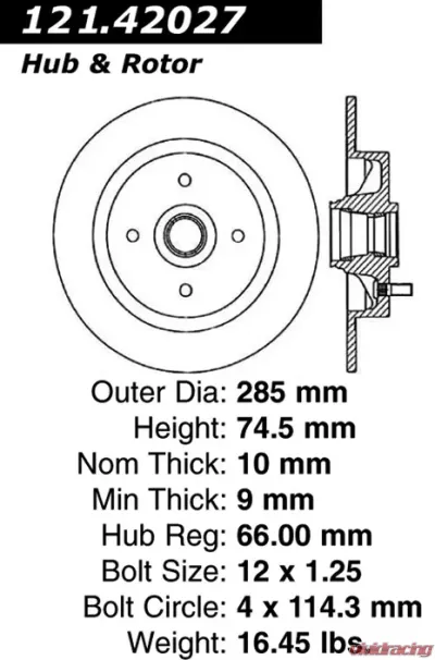 Centric C-Tek Standard Brake Rotor 121.42027 - 121.42027