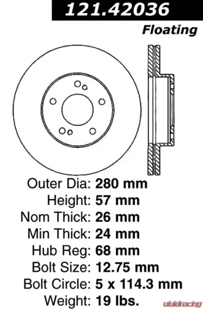 Centric C-Tek Standard Brake Rotor 121.42036 - 121.42036